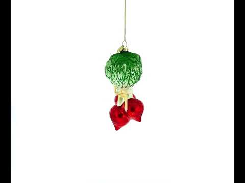 Red Radish Bunch Glass Christmas Ornament