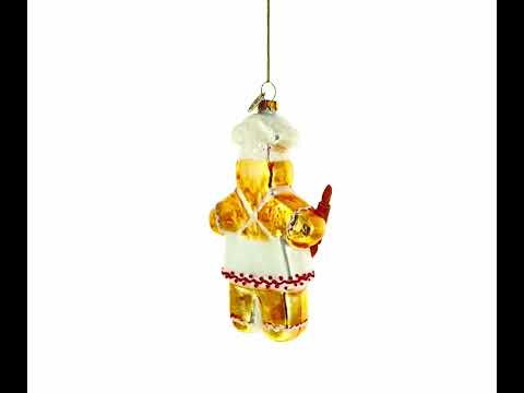 Baking Gingerbread Man Glass Christmas Ornament