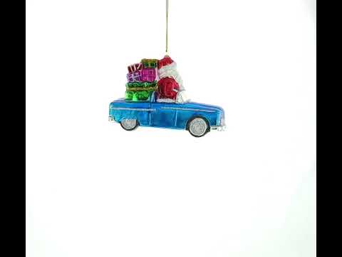 Weihnachtsmann fährt Cabriolet, Glas-Weihnachtsornament