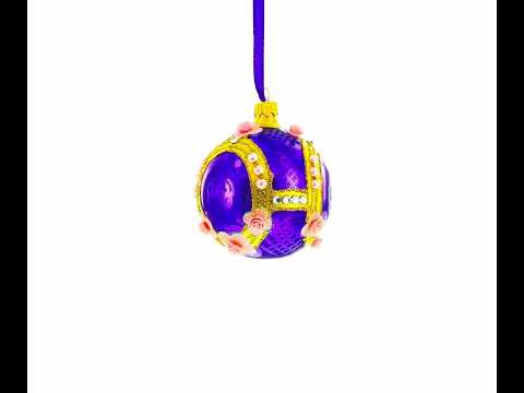 Pendientes de lujo de diseño milanés con bola de cristal violeta, adorno navideño de 8,25 cm.