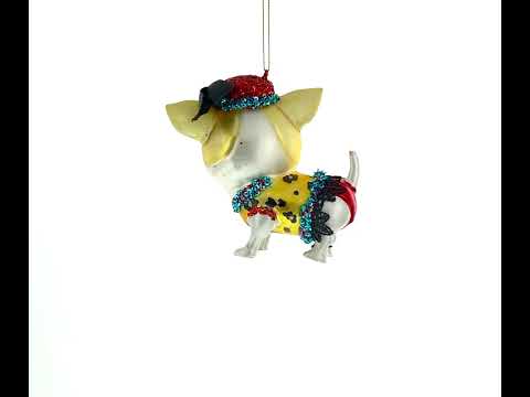 Chic Chihuahua Glass Christmas Ornament