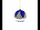 Bear Skiing with Snowman and USA Flag Glass Ball Christmas Ornament 3.25 Inches