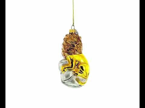 Lion on Gray Rock Glass Christmas Ornament