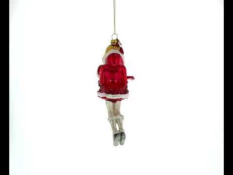 Ice Skater Girl with Candy Cane Glass Christmas Ornament