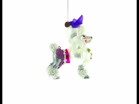 Bejeweled Poodle Glass Christmas Ornament