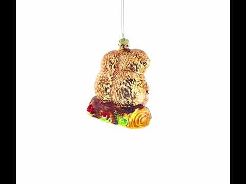 Wombats Roast Marshmallow Glass Christmas Ornament