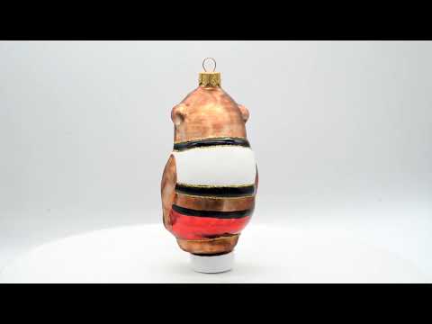 Zirkusaffe in roten Shorts und detailreicher Weste, Glas-Weihnachtsbaumschmuck