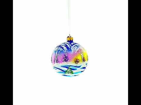 Adorno navideño de bola de cristal de 4 pulgadas con forma de iglesia de pueblo invernal ucraniano