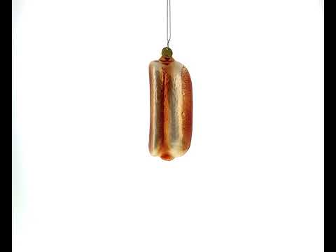 Hot Dog Glass Christmas Ornament