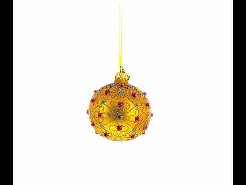 Adorno navideño con cruces enjoyadas sobre bola de cristal dorado de 3,25 pulgadas