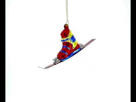 Ski Boot Glass Christmas Ornament