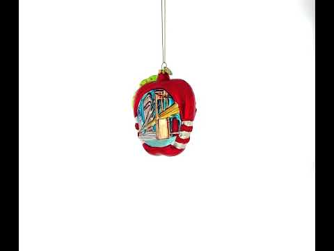 New York City Apple Symbol Glass Christmas Ornament
