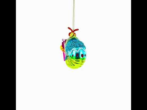 Shrimp with Gifts Glass Christmas Ornament