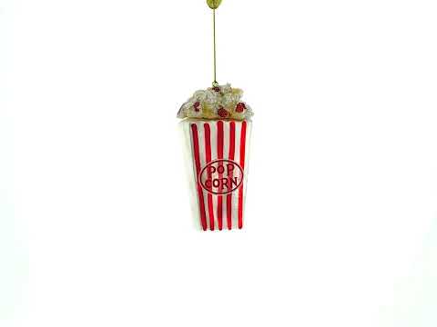 Popcorn Bucket Glass Christmas Ornament
