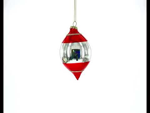 Adorno navideño de cristal con espumillón de inspiración vintage