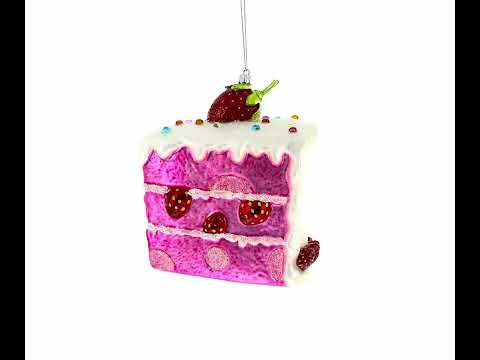 Stück Erdbeerkuchen, Glas-Weihnachtsornament