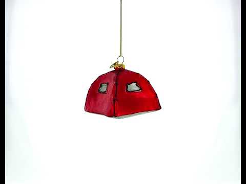 Mini-Weihnachtsornament aus Glas, wie aus einem Campingzelt.