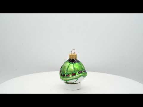 Turtle with Glittered Shell Mini Glass Christmas Ornament