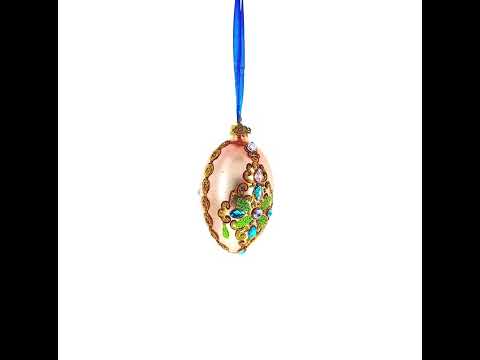 Italian Fashion House - Adorno navideño con forma de huevo de cristal, diseño de cruz, 4 pulgadas