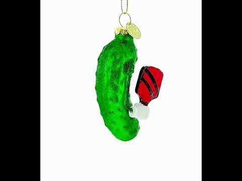 Weihnachtsschmuck aus Glas: Gurke mit Paddel