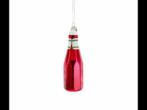 Adorno navideño de vidrio soplado con botella de ketchup