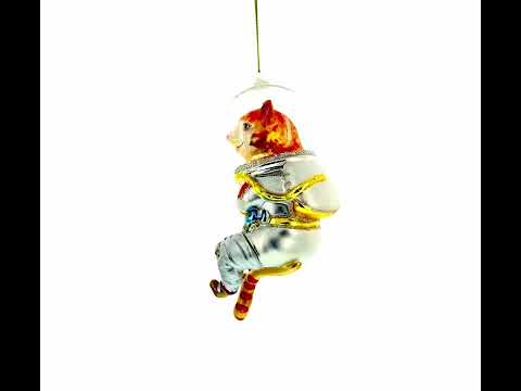 Adorno navideño de cristal de Cat el astronauta