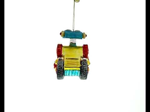 Weihnachtsschmuck aus Glas: Roboter auf Rädern