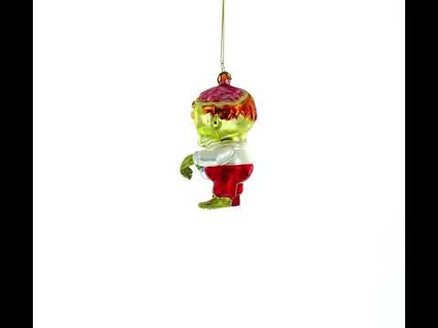 Zombie in Formal Attire Glass Christmas Ornament