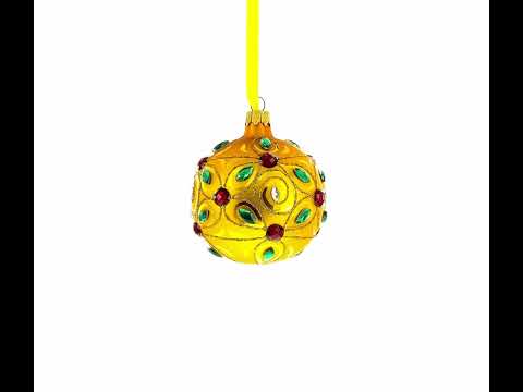 Adorno navideño con bolas de cristal dorado y joyas multicolores de 3,25 pulgadas