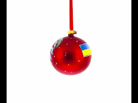 Ukrainische Tryzub-Glaskugel-Weihnachtsbaumschmuck 10 cm