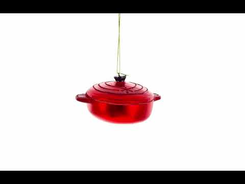 Adorno navideño de cristal con forma de olla roja para cocinar