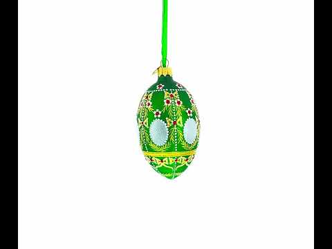 1908 Alexander Palace Royal on Green Egg Glass Ornament 4 Inches