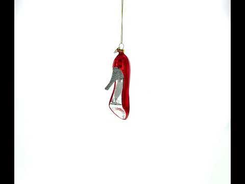 Red High Heel Shoe Glass Christmas Ornament
