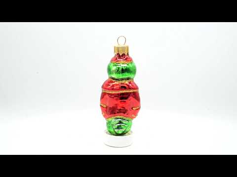 Adorno navideño de cristal con forma de cocodrilo con chaqueta roja