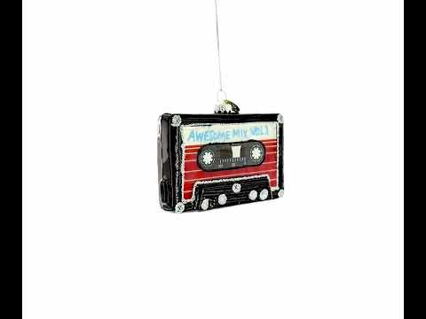 Audio Tape Cassette Glass Christmas Ornament