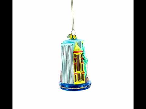 Landmarks of New York City Glass Christmas Ornament