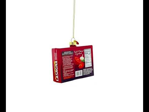 Lasagna Frozen Package Blown Glass Christmas Ornament