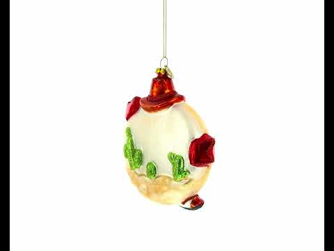 Western Ensemble with Guitar, Cowboy Boots Glass Christmas Ornament