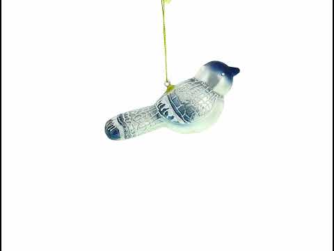 Adorno navideño de cristal con forma de pájaro gris