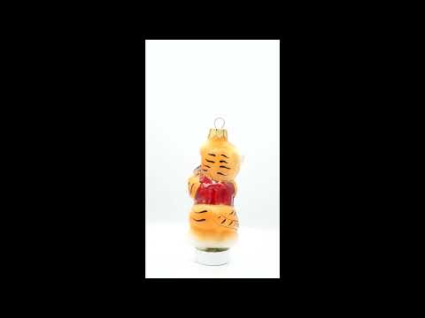 Tiger Cub with Ball Glass Christmas Ornament