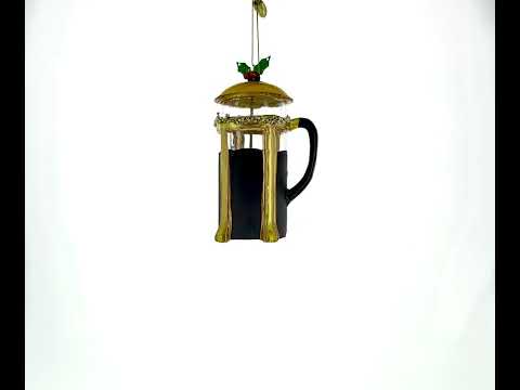 French Press Coffee Maker Glass Christmas Ornament