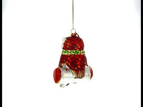 Wise Owl on Branch Glass Christmas Ornament
