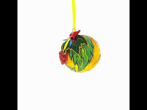 Ukrainische Kaljana-Beeren-Weihnachtskugel aus Glas, geprägt, 10 cm (4 Zoll)