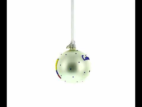 Adorno navideño de bola de vidrio soplado con la bandera de Colombia, 3,25 pulgadas