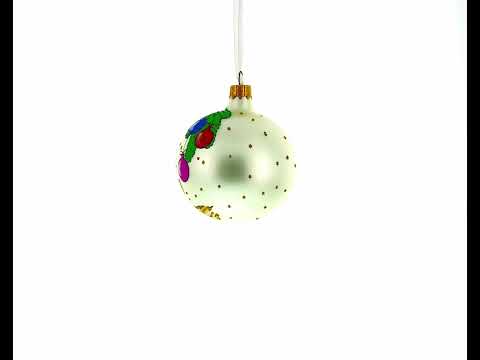 Nutcracker and Christmas Tree Glass Ball Ornament 3.25 Inches