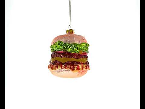 Double Cheeseburger Glass Christmas Ornament