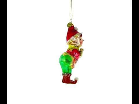 Verspielter Elf dekoriert Cupcake-Glas-Weihnachtsbaumschmuck