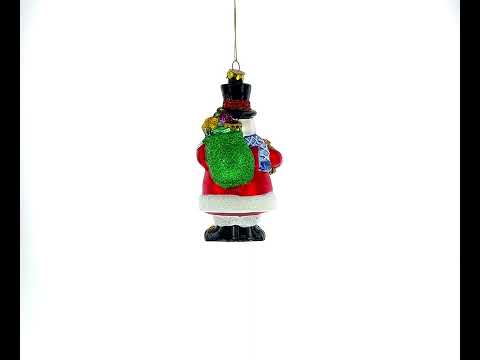 Snowman with Black Hat Glass Christmas Ornament