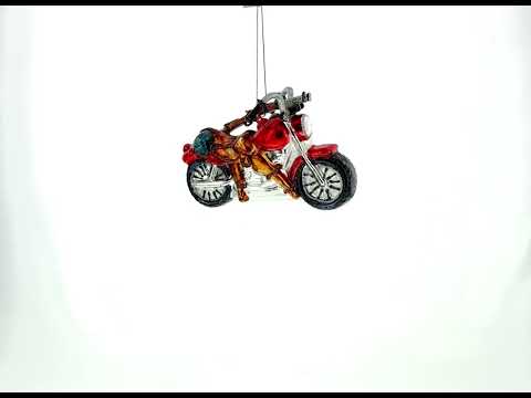 Weihnachtsschmuck aus Glas: Motorrad eines robusten Jägers