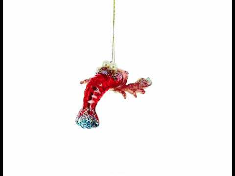 Glam Lobster Glass Christmas Ornament